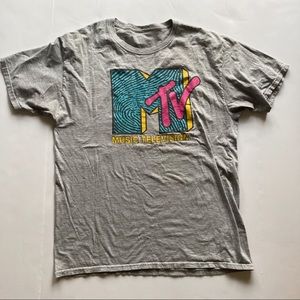 MTV Music Television Grey Bright Logo Tee Size L